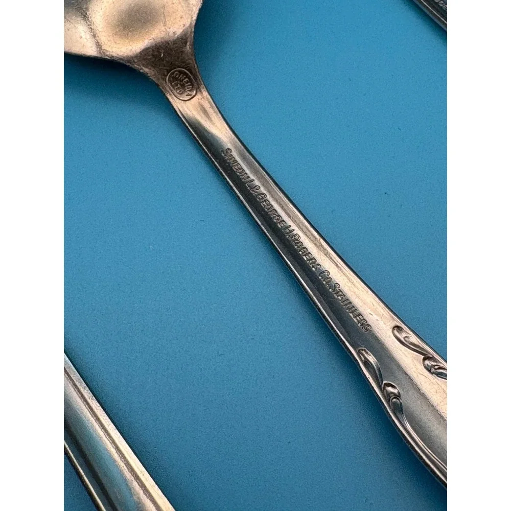 Oneida Simeon L George H Rogers Homestead Stainless Flatware 6 Pc Serving Silver
